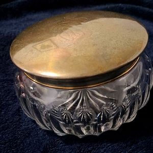 Antique Gorham Sterling Silver & Cut crystal Powder Jar Vanity Dresser Trinket